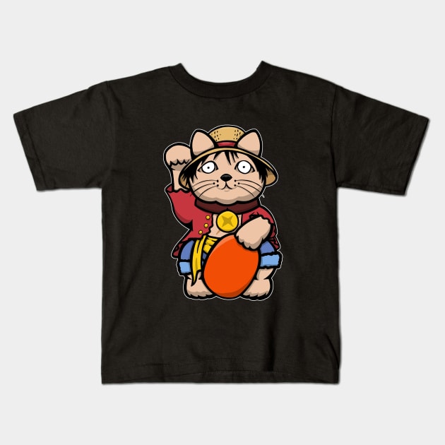 Luffy lucky cat Kids T-Shirt by yayzus